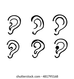 Hand draw ear icon illustration doodle design