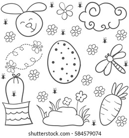 Hand draw of easter egg doodles