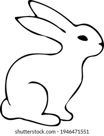 Hand draw Easter illustration. Outline Easter bunny. Cute Rabbit