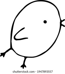 Hand draw Easter illustration. Outline Easter cute chick