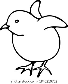 Hand draw Easter illustration. Outline Easter cute chick