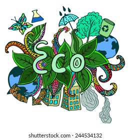 hand draw eco illustration