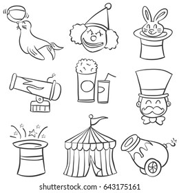 Hand draw element circus of doodles