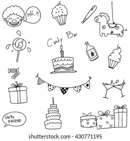 Hand draw element doodle party vector illustration