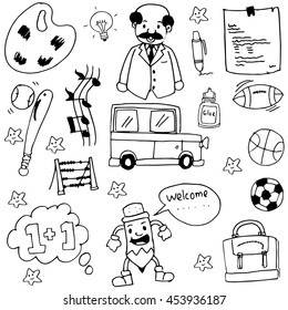 Hand draw element education in doodle illustration