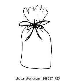 Hand draw element for kitchen utensils, cooking tools. Eco bag on an isolated white background.