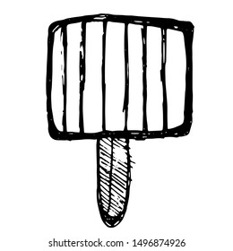 Hand draw element for kitchen utensils, cooking tools. Grill rack on an isolated white background.