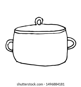 Hand draw element for kitchen utensils, cooking tools. Pan on an isolated white background.