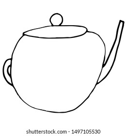 Hand draw element for kitchen utensils, cooking tools. Kettle on an isolated white background.