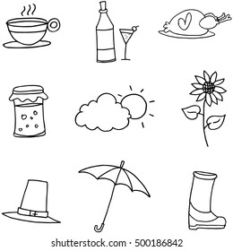 Hand draw element thanksgiving on doodles vector illustration