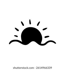 Hand draw elements icon vector. Sun hand draw illustration sign. sunrise or sunset symbol or logo.