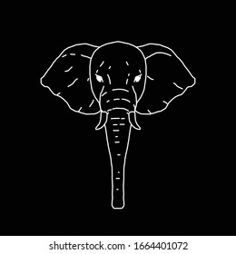 Hand draw elephant head. Vector illustration