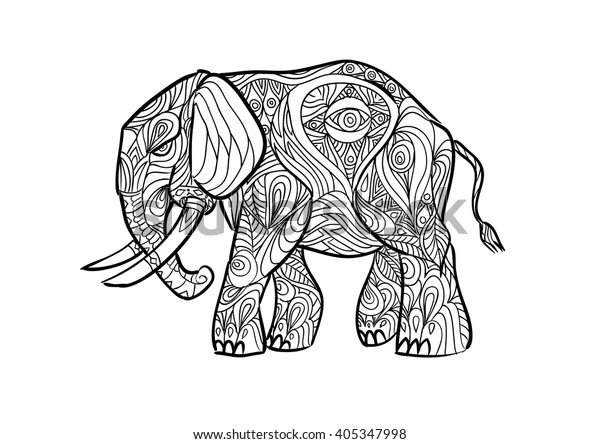 Hand Draw Elephant Zentangle Style Stock Vector (Royalty Free) 405347998