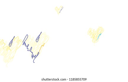 Hand Draw, Embroidered, Stylish Blue and Yellow Hearts of Different Size on White Background