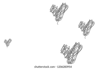 Hand Draw, Embroidered, Stylish Grey Hearts of Different Size on White Background