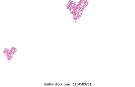Hand Draw, Embroidered, Stylish Violet Hearts of Different Size on White Background