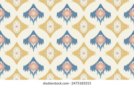 Hand draw Ethnic abstract ikat art. Seamless pattern in tribal, folk embroidery, and Mexican style. Aztec geometric art ornament print.great for background ,curtain, carpet, wallpaper, clothing.