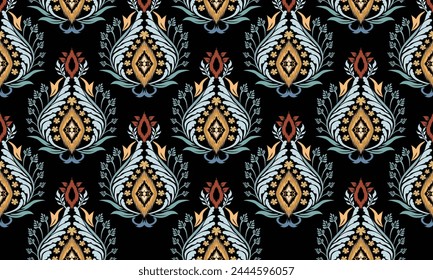 Dibujo a mano Patrón étnico. Patrón de pañuelo. Bufanda de seda. Impresión de Bandana. Bufanda de cabeza. Estilo vintage floral. Ideal para textiles, Anuncios, Fondos de pantalla, Vector de envoltura.