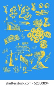 hand draw euro and dollar theme