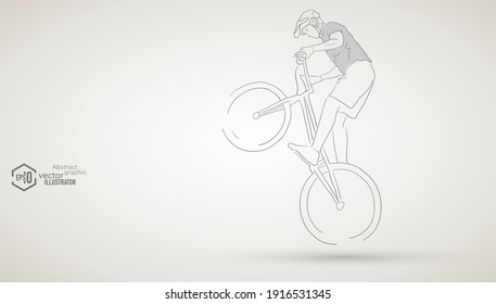 Hand draw extreme cycling sport, vector abstract illustration graphics.