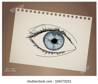 Hand draw eye  in paper .EPS10 vector