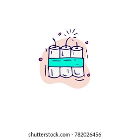 Hand draw firework icon. Petard, stars and pyrotechnics. Festival and event, celebrate and party symbol. Vector illustration
