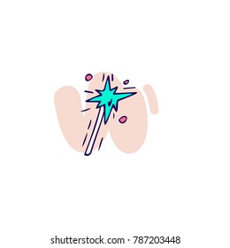 Hand draw firework icon. Petard, stars and bengal light. Festival and event, celebrate and party symbol. Vector illustration