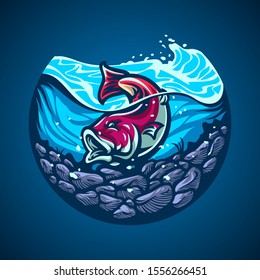 Hand draw Fish vector illustration in dark background