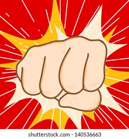 Hand draw fist hit vector