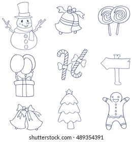 Hand draw flat christmas of doodles vector art