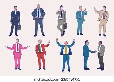 hand draw flat design business man vector illustration