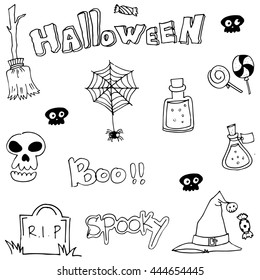 Hand draw flat Halloween doodle vector art