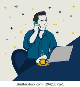 hand draw flat illustration office work