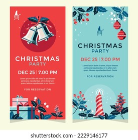 Hand Draw  Flat Merry Christmas festive seasonal background greeting vector design Post stories banner template collection set