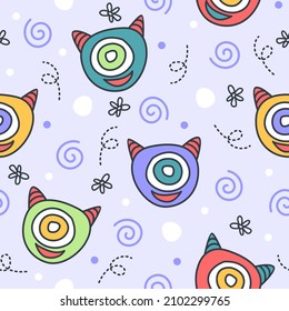Hand draw flat monsters pattern illustrations