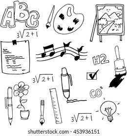 Hand draw flat school doodles vector illustration