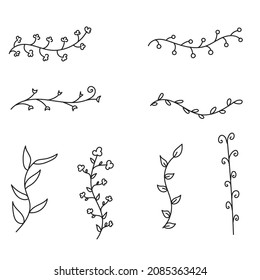 hand draw floral element line art vector illustration