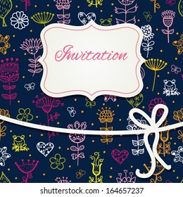 hand draw floral invitation card.