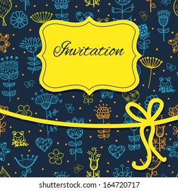 hand draw floral invitation card