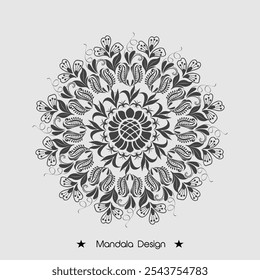 Desenho de mão Floral Mandala colorir livro Design de página Premium Vetor e ilustração, Vetor abstrato padrão mandala
