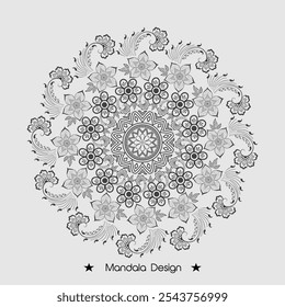 Desenho de mão Floral Mandala colorir livro Design de página e ilustração, Vetor abstrato padrão de mandala