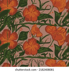 hand draw Floral seamless background for fashion prints. Vintage print. Seamless vector texture. summer patter, flower pattern, 