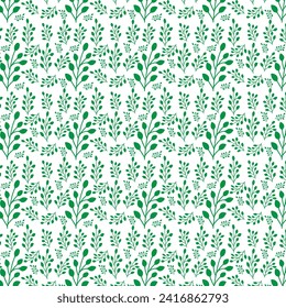 hand draw floral seamless pattern of green leaves Spring Blossom Vector Design on a white background