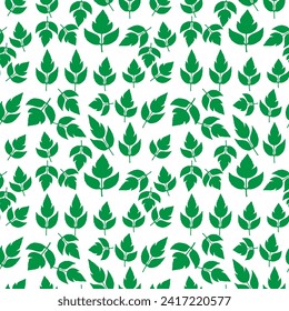 hand draw floral seamless pattern of green leaves Spring Blossom Vector Design on a white background