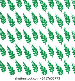 hand draw floral seamless pattern of green leaves Spring Blossom Vector Design on a white background