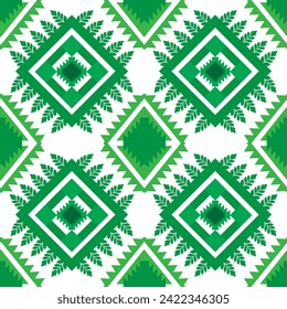 hand draw floral seamless pattern of green leaves Spring Square style Vector Design on a white background, Curtain, carpet, wallpaper, clothing, wrapping