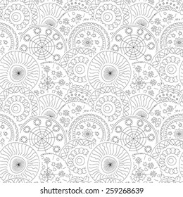Hand draw floral seamless pattern in black and white