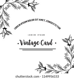 Hand draw floral vintage greeting card design vector illustration