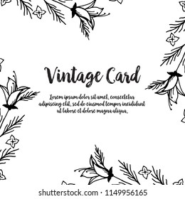 Hand draw floral vintage greeting card design vector illustration