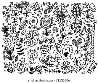 hand draw flower element